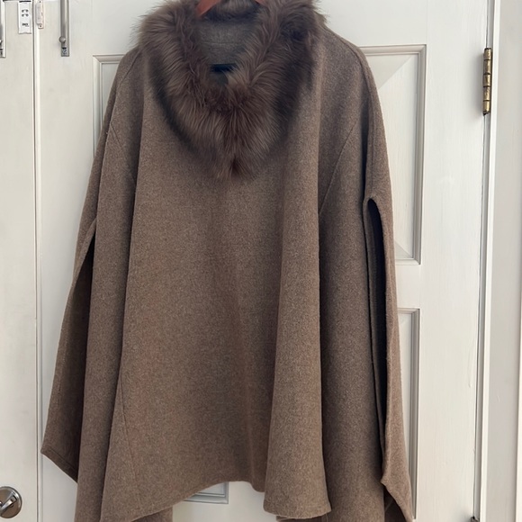 Jackets & Blazers - Code classic faux fur neck warm layering cape- Mid thigh. Beautiful look!